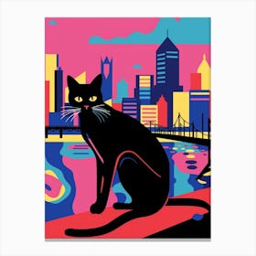 Philadelphia, United States Skyline With A Cat 1 Canvas Print