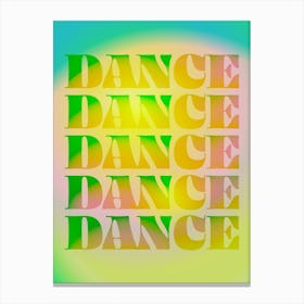 Dance in Retro Green and Yellow Gradient Typography Canvas Print