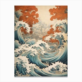 Tsunami Waves Japanese Illustration 5 Canvas Print