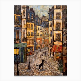 Painting Of Paris With A Cat In The Style Of Gustav Klimt 3 Canvas Print