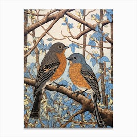 Art Nouveau Birds Poster Eastern Bluebird 4 Canvas Print