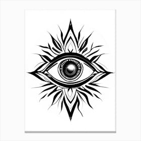 Chakra Series, Symbol, Third Eye Simple Black & White Illustration 3 Canvas Print