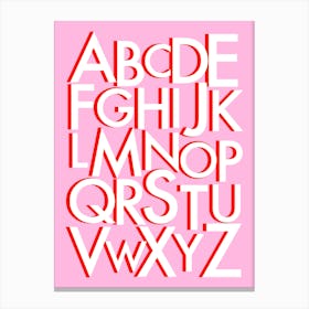 Alphabet ABC Pink and Red Canvas Print