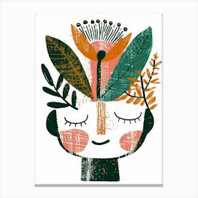 Girl With Leaves On Her Head Canvas Print