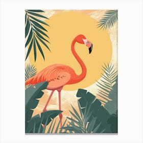 Greater Flamingo South Asia India Tropical Illustration 4 Canvas Print