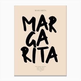 Margarita Black Typography Print Canvas Print