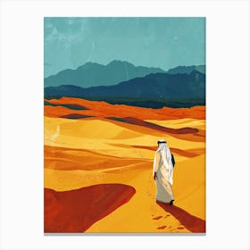 Arabian Man Walking In The Desert Canvas Print