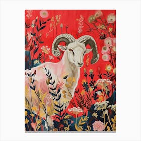 Floral Animal Painting Ram 3 Canvas Print