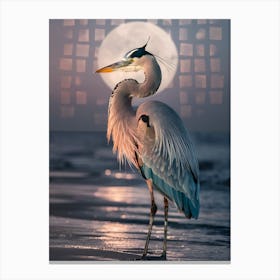 Heron At The Beach Canvas Print