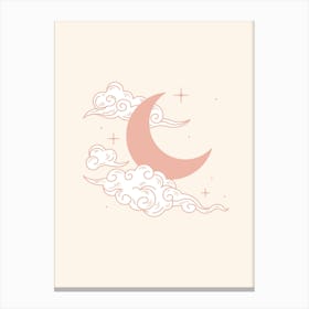 Moon And Clouds Canvas Print