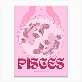 Pink Zodiac Pisces Canvas Print