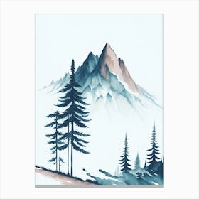 Mountain And Forest In Minimalist Watercolor Vertical Composition 179 Canvas Print