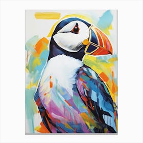 Colourful Bird Painting Puffin 1 Canvas Print