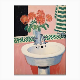 Bathroom Vanity Painting With A Chrysanthemum Bouquet 4 Canvas Print