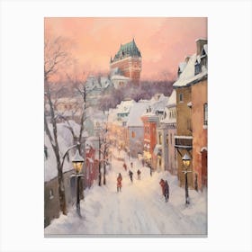 Dreamy Winter Painting Quebec City Canada 1 Canvas Print