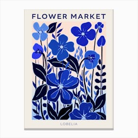 Blue Flower Market Poster Lobelia 2 Canvas Print
