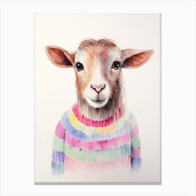 Baby Animal Watercolour Goat 4 Canvas Print