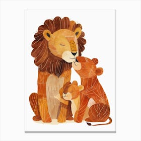 African Lion Family Bonding Clipart 3 Canvas Print
