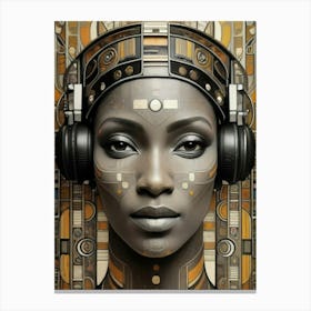 Woman With Headphones 21 Canvas Print