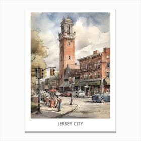Jersey City Watercolor 4travel Poster Canvas Print