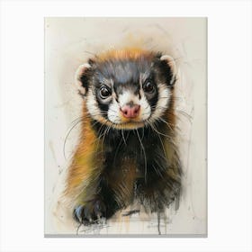 Ferret Pastel Watercolour 4 Canvas Print