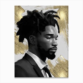 Black Man with Gold Abstract 3 Canvas Print