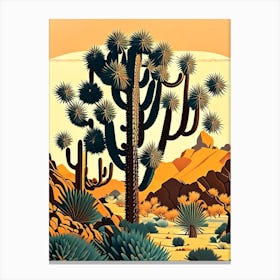 Joshua Tree Pattern Retro Illustration (8) Canvas Print