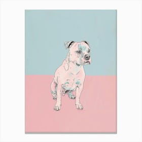 Pastel Staffordshire Bull Terrier Dog Pastel Line Illustration 4 Canvas Print