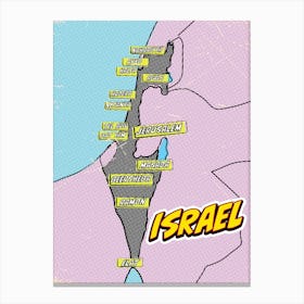 Israel Pop Art Map Canvas Print