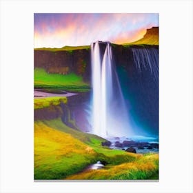 Suðurárfoss, Iceland Majestic, Beautiful & Classic (1) Canvas Print