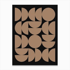 Mid Century Abstract Geometric Grid Tan brown black Canvas Print
