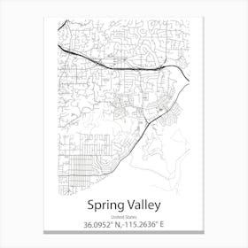 Spring Valley,United States Minimalist Map Toile