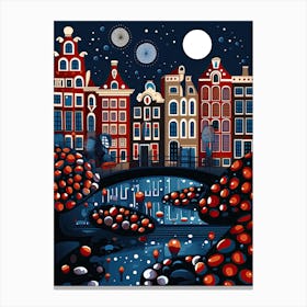 Amsterdam, Illustration In The Style Of Pop Art 4 Canvas Print