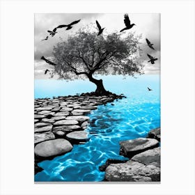 Crows Flying Over A Tree Canvas Print