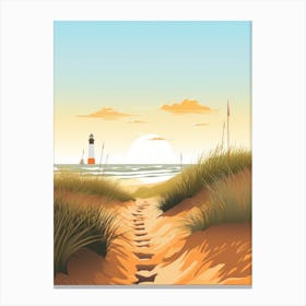 Baltic Sea And North Sea, Minimalist Ocean and Beach Retro Landscape Travel Poster Set #6 Canvas Print
