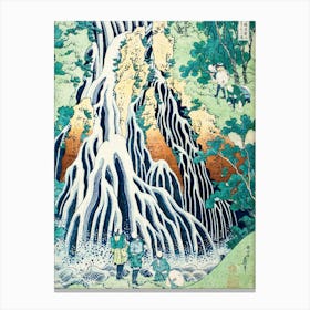 Katsushika Hokusai Ukiyo-e Waterfall In The Mountains Canvas Print