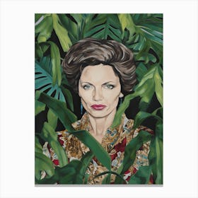Floral Handpainted Portrait Of Angelina Jolie Canvas Print