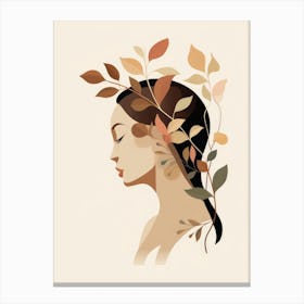 Portrait Of A Woman With Leaves 1 Canvas Print