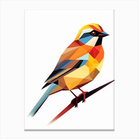 Colourful Geometric Bird Sparrow 3 Canvas Print