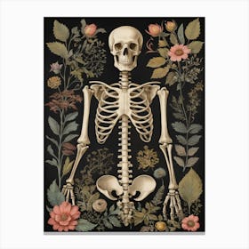 Botanical Skeleton Vintage Flowers Painting (35) Canvas Print