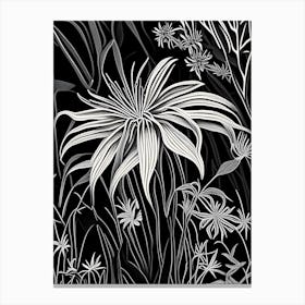 Spider Lily Wildflower Linocut 1 Canvas Print