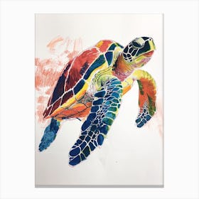 Detailed Sea Turtle Crayon Scribble 1 Canvas Print