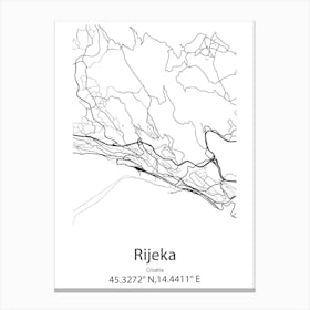 Rijeka,Croatia Minimalist Map Canvas Print