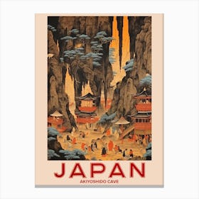 Akiyoshido Cave, Visit Japan Vintage Travel Art 2 Canvas Print