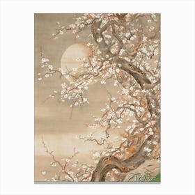 Japanese plum blossoms in moonlight Canvas Print