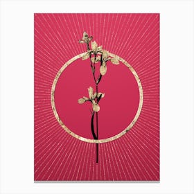 Gold Siberian Iris Glitter Ring Botanical Art on Viva Magenta n.0109 Canvas Print