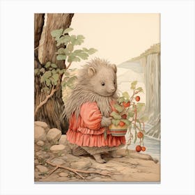 Storybook Animal Watercolour Porcupine 3 Canvas Print