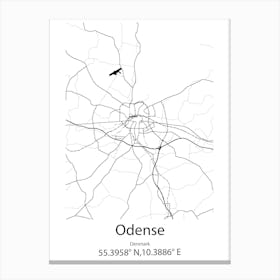 Odense,Denmark Minimalist Map Canvas Print