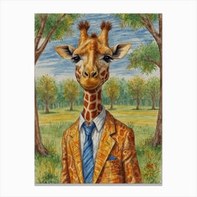 Giraffe In Suit 12 Canvas Print