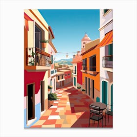 Costa Del Sol, Spain, Flat Illustration 3 Canvas Print